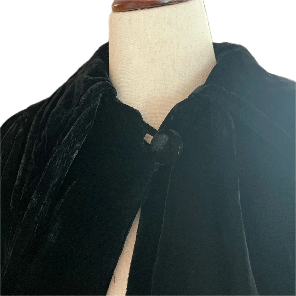 Vintage Velvet Cape Long Cloak Whimsygoth Gothic Halloween Cosplay Black 51 In